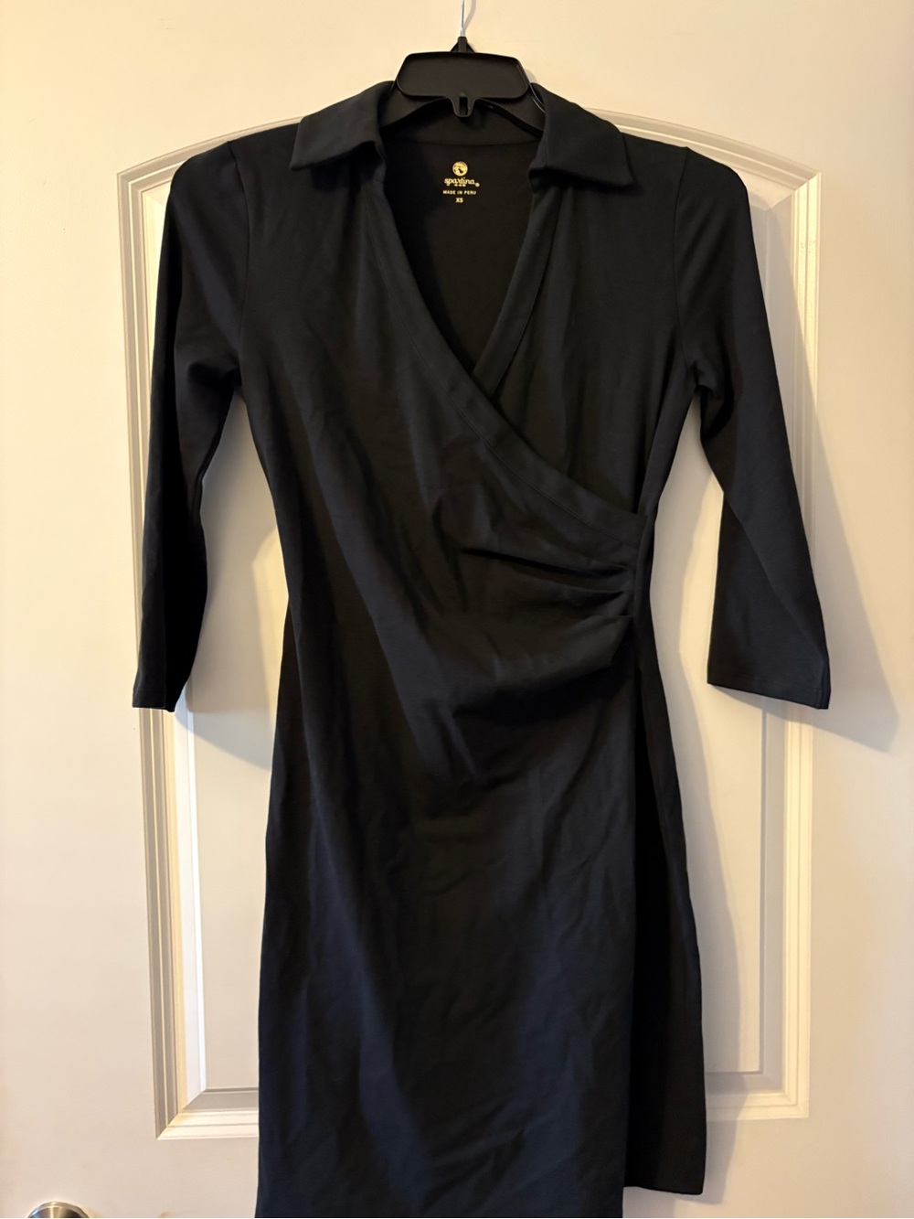 Spartina 449 Black Collared Wrap-Front Midi Dress